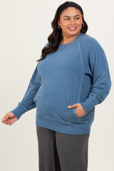 Blue Vintage Wash French Terry Plus Pullover