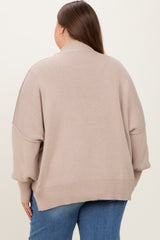 Cream Mock Neck Exposed Seam Maternity Sweater