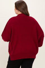 Burgundy Mock Neck Exposed Seam Maternity Sweater