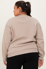 Beige Basic Fleece Crewneck Sweatshirt