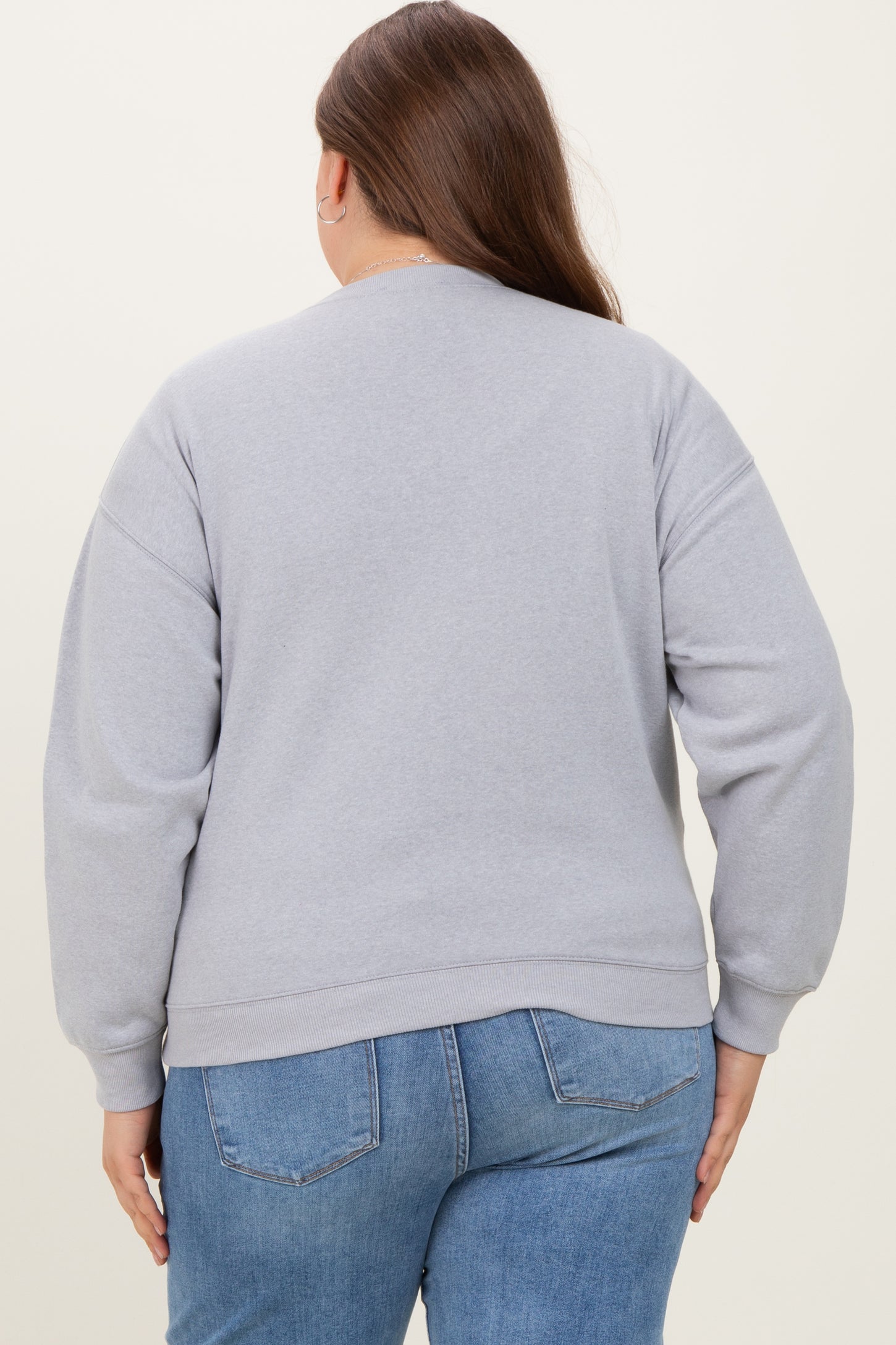 Heather Grey Basic Fleece Crewneck Maternity Sweatshirt