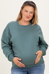 Jade Basic Fleece Crewneck Maternity Sweatshirt