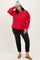 Red Brushed Ribbed Knit Plus Pullover