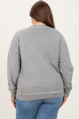 Heather Grey French Terry Vintage Wash Maternity Plus Pullover