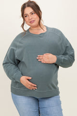 Jade French Terry Vintage Wash Maternity Plus Pullover