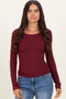 Burgundy Scoop Neck Long Sleeve Top