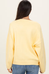 Light Yellow V-Neck Drop Shoulder Sweater