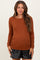 Rust Solid Ribbed Ruched Long Sleeve Maternity Top