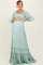 Sage Solid 3/4 Sleeve Smocked Top Tiered Maternity Maxi Dress