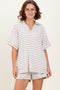 Cream/Beige Stripe Short Sleeve Short Set