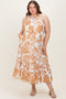 Camel Floral One Shoulder Maternity Plus Maxi Dress