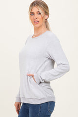 Heather Grey V-Neck Double Layer Nursing Pullover Top