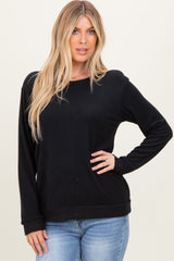 Black V-Neck Double Layer Nursing Pullover Top