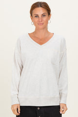 Heather Grey V-Neck Long Sleeve Maternity Pullover Top
