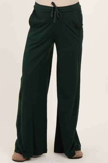 Forest Green Drawstring Wide Leg Maternity Lounge Pant