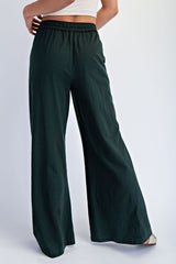 Forest Green Drawstring Wide Leg Lounge Pant