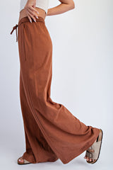 Rust Drawstring Wide Leg Lounge Pant