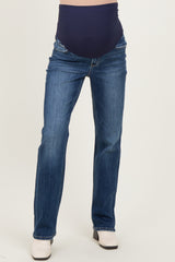 Navy Blue Dark Wash Straight Leg Maternity Jean