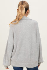Heather Grey Oversized Zip Up Maternity Cardigan
