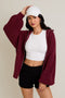 Burgundy Oversized Zip Up Cardigan