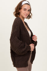 Brown Oversized Chunky Knit Cardigan