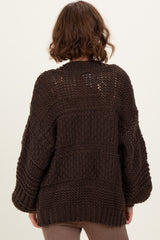 Brown Oversized Chunky Knit Cardigan