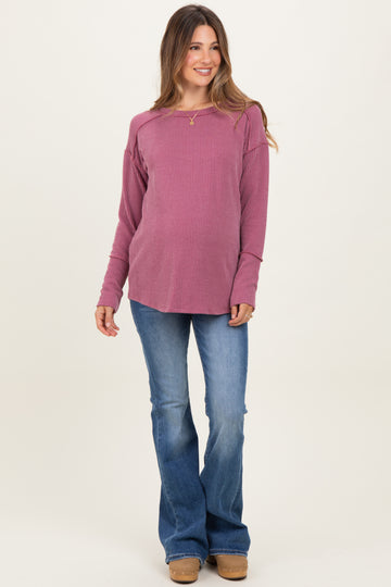 Blue Lightly Distressed Maternity Flare Jeans