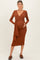Mocha Ribbed Long Sleeve Maternity Wrap Dress