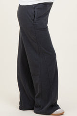 Black Mineral Wash Waffle Knit Contrast Maternity Lounge Pants