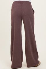 Burgundy Mineral Wash Waffle Knit Contrast Maternity Lounge Pants