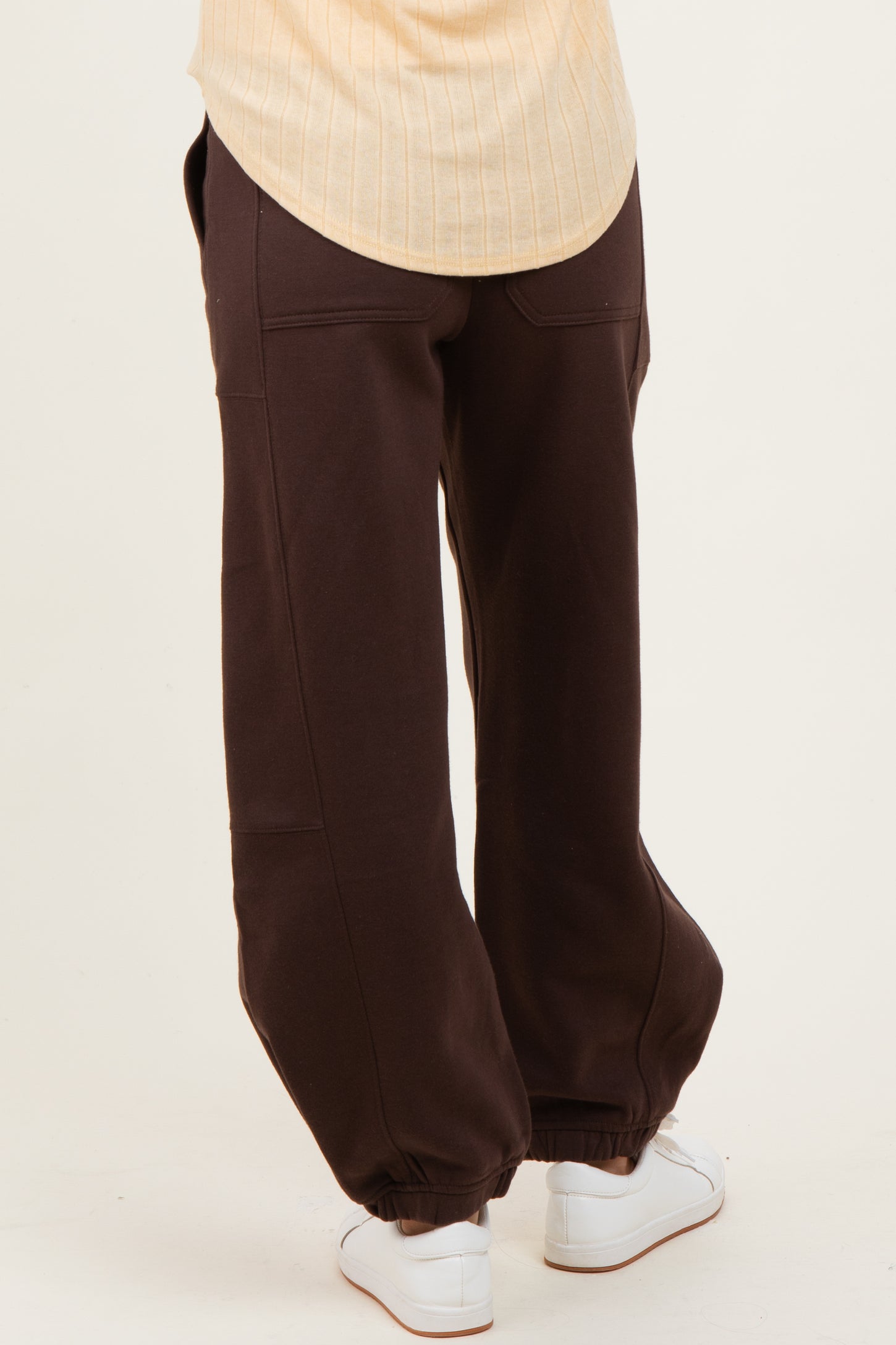 Brown Multi Seam Fleece Maternity Sweatpants