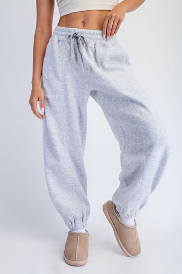Heather Grey Multi Seam Fleece Sweatpants
