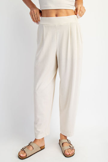 Cream Mineral Wash Pleated Lounge Pants