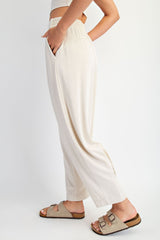 Cream Mineral Wash Pleated Lounge Pants