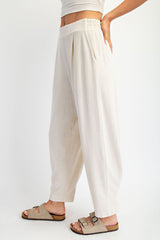 Cream Mineral Wash Pleated Lounge Pants