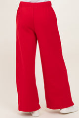 Red Fleece Wide Leg Sweatpants