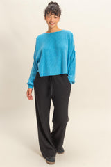 Black Brushed Ribbed Knit Maternity Lounge Pants