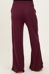 Burgundy Brushed Ribbed Knit Maternity Lounge Pants