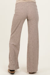 Beige Brushed Knit Flare Leg Maternity Pants