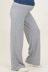 Heather Grey Brushed Knit Flare Leg Maternity Pants