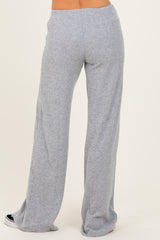Heather Grey Brushed Knit Flare Leg Pants