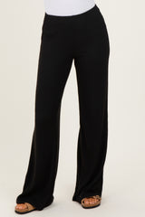 Black Brushed Knit Flare Leg Pants