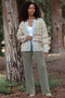 Olive Brushed Knit Flare Leg Pants