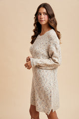 Cream Speckle Knit Sweater Dress
