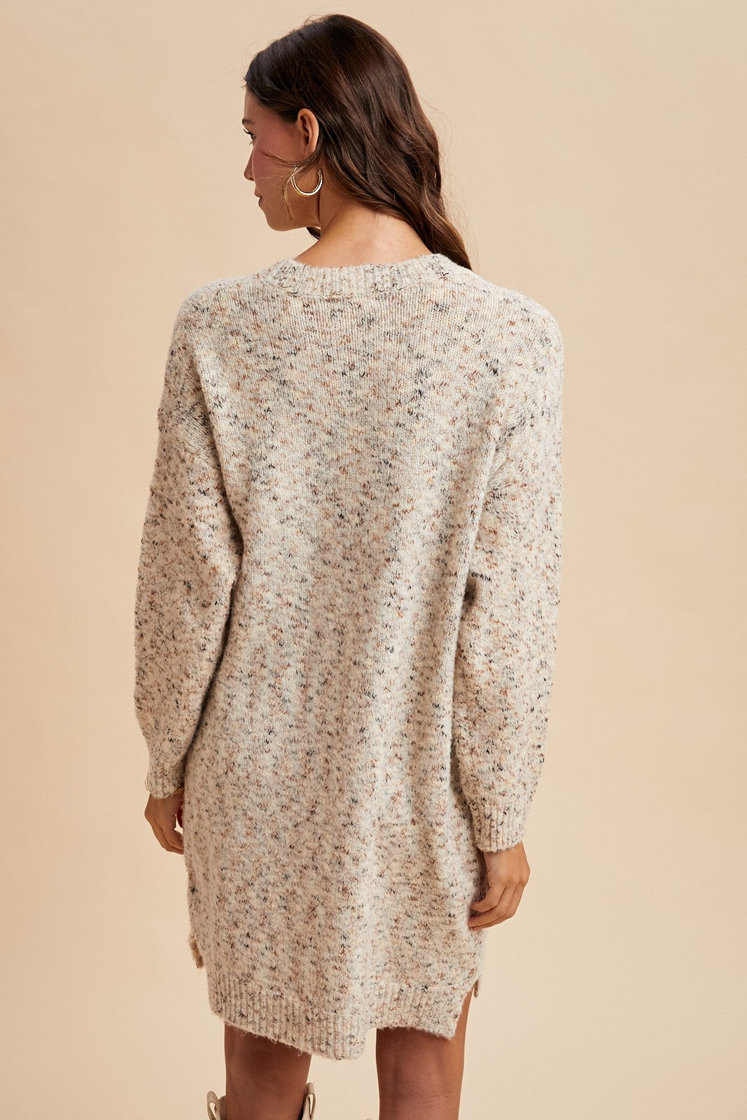 Cream Speckle Knit Sweater Dress