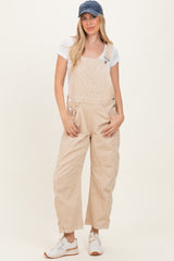 Cream Corduroy Rolled Cuff Barrel Leg Overalls