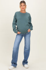 Navy Blue Lightly Distressed Maternity Straight Leg Jeans