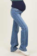 Navy Blue Lightly Distressed Maternity Straight Leg Jeans