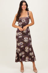 Chocolate Lace Up Back Midi Dress