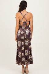 Chocolate Lace Up Back Midi Dress